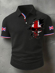 Men's UK Flag Skull Print Casual Short-Sleeve Waffle Top vetvanguards