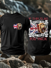 Men's UK Flag Lion Patriotic Printed T-shirt vetvanguards