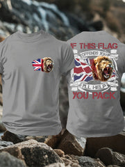 Men's UK Flag Lion Patriotic Printed T-shirt vetvanguards