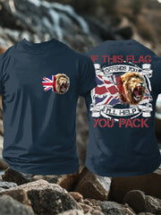Men's UK Flag Lion Patriotic Printed T-shirt vetvanguards