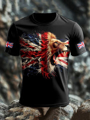 Men's UK Lion Flag Printed T-shirt vetvanguards