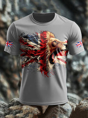 Men's UK Lion Flag Printed T-shirt vetvanguards