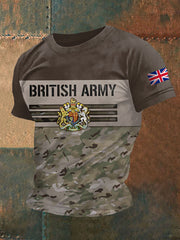 Men's British Army UK Flag Camouflage Print Casual Tee vetvanguards