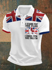 Men's Stand For The Flag Kneel For The Fallen British Printed Polo Shirt vetvanguards
