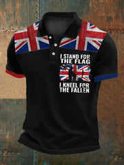Men's Stand For The Flag Kneel For The Fallen British Printed Polo Shirt vetvanguards