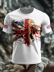 Men's UK Lion Flag Printed T-shirt vetvanguards