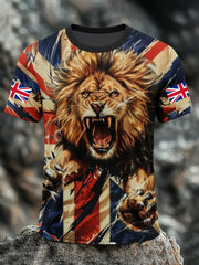 Men's UK Lion Flag Printed T-shirt vetvanguards