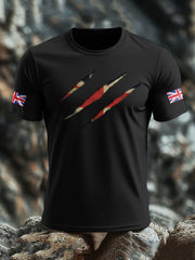 Men's UK Flag Skull Printed T-shirt vetvanguards