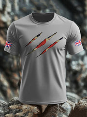 Men's UK Flag Skull Printed T-shirt vetvanguards