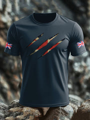 Men's UK Flag Skull Printed T-shirt vetvanguards