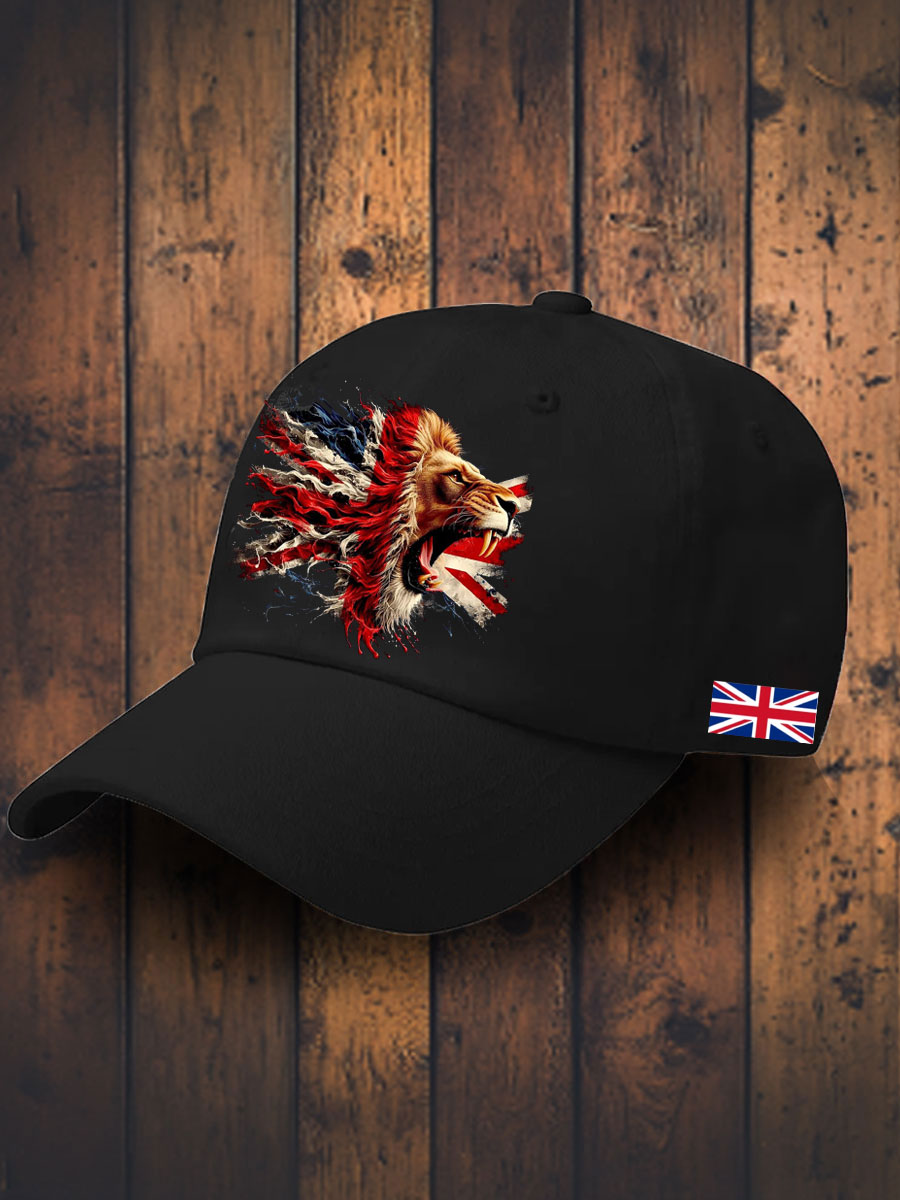 Unisex UK Flag Lion Printed Hat vetvanguards