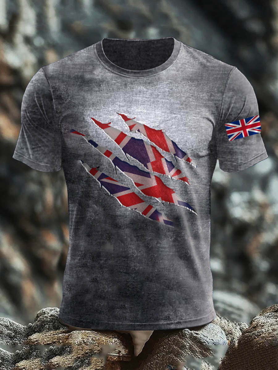 Men's Britsh Imitation Cotton Short-Sleeved Printed T-shirt vetvanguards