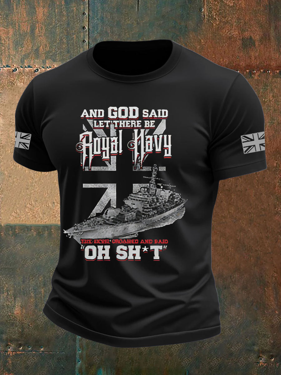 Men's British Veteran Printed imitation cotton short-sleeved T-shirt vetvanguards