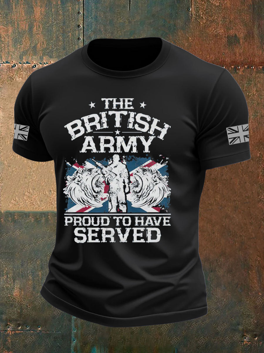 Men's British Veteran Printed imitation cotton short-sleeved T-shirt vetvanguards