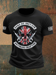 Men's British Veteran Printed imitation cotton short-sleeved T-shirt vetvanguards