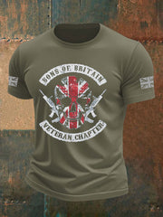 Men's British Veteran Printed imitation cotton short-sleeved T-shirt vetvanguards