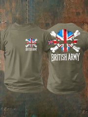 Men's British Veteran Printed imitation cotton short-sleeved T-shirt vetvanguards
