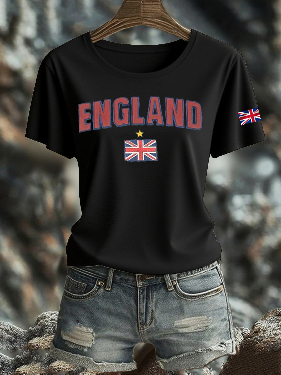 Women's British Printed Iron On Short Sleeve T-Shirt vetvanguards