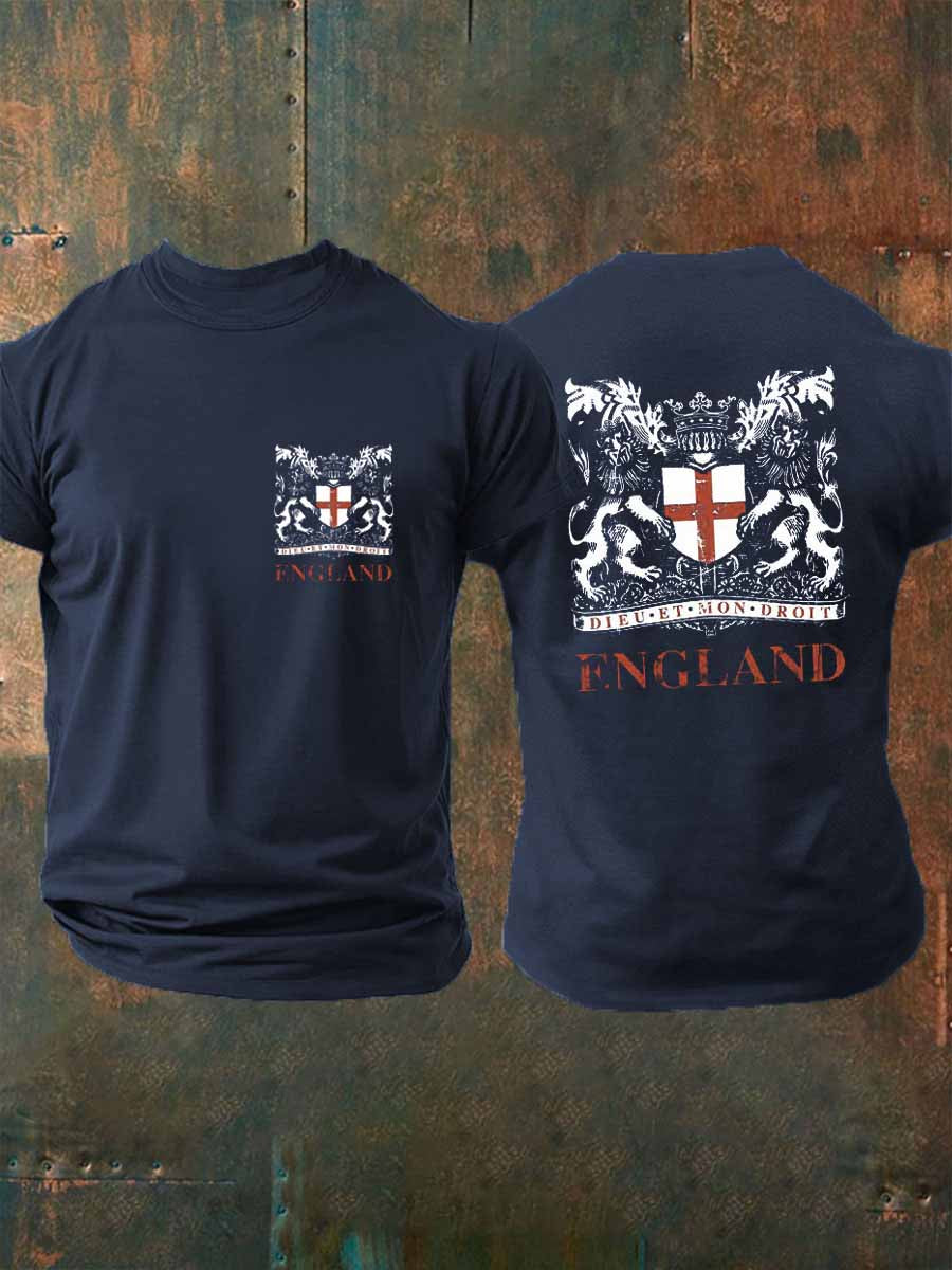 Men's  England imitation cotton short-sleeved T-shirt vetvanguards