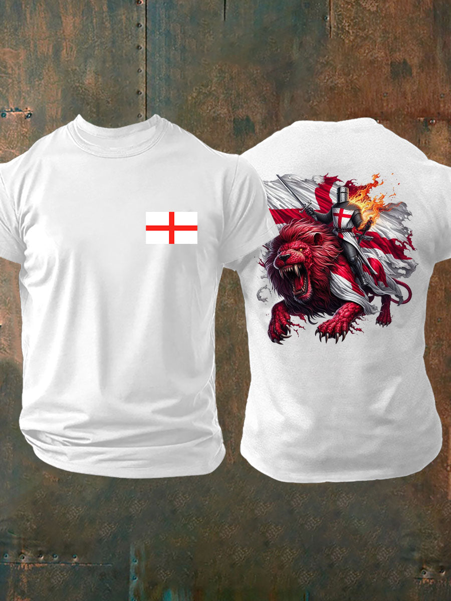 Men's English Crusaders Printed imitation cotton short-sleeved T-shirt vetvanguards
