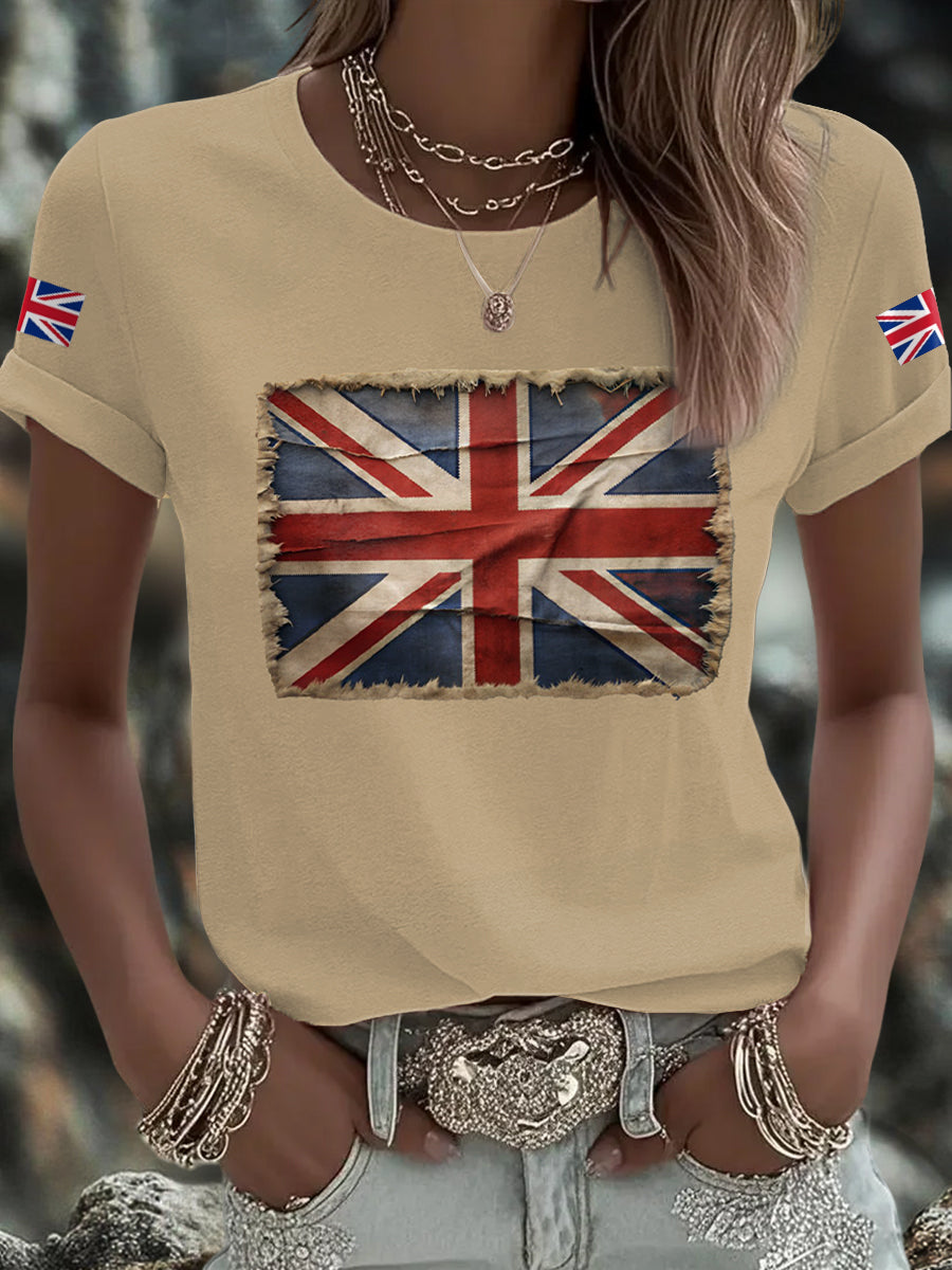 Women's UK Flag Art Printed T-shirt vetvanguards