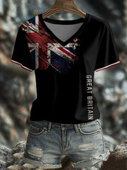 Women's UK Flag Art Printed T-shirt vetvanguards
