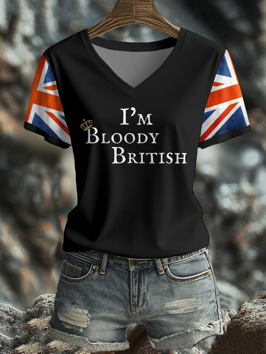 Women's UK Flag Art Printed T-shirt vetvanguards