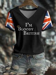 Women's UK Flag Art Printed T-shirt vetvanguards