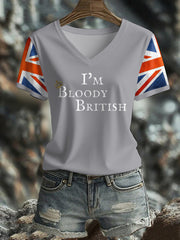 Women's UK Flag Art Printed T-shirt vetvanguards