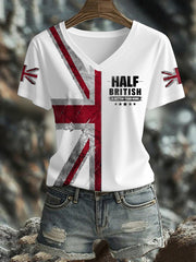 Women's UK Flag Art Printed T-shirt vetvanguards