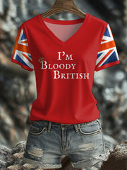 Women's UK Flag Art Printed T-shirt vetvanguards
