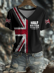 Women's UK Flag Art Printed T-shirt vetvanguards