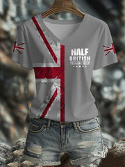 Women's UK Flag Art Printed T-shirt vetvanguards