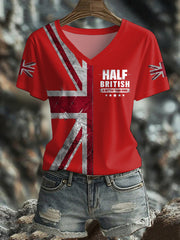 Women's UK Flag Art Printed T-shirt vetvanguards