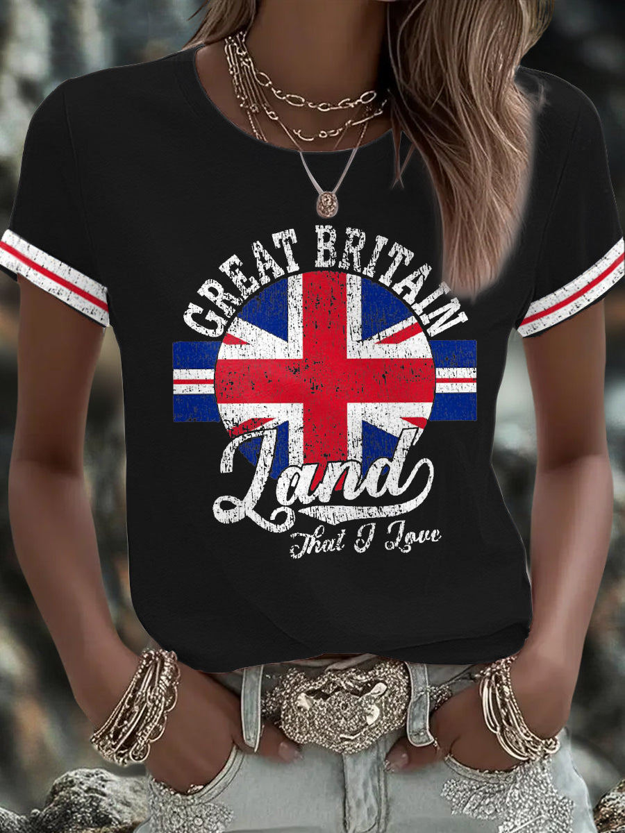 Women's UK Flag Art Printed T-shirt vetvanguards