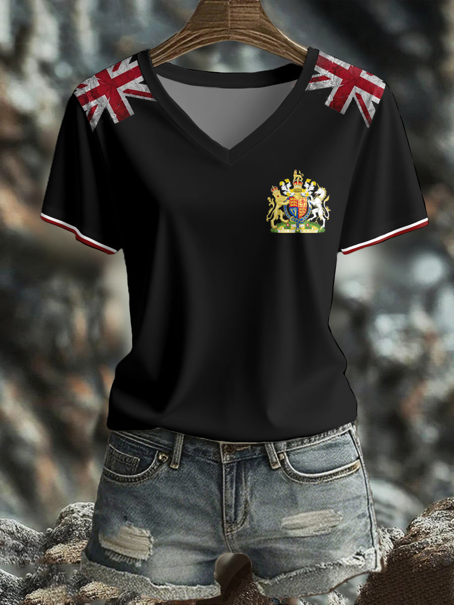 Women's UK Flag Art Printed T-shirt vetvanguards