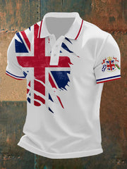 Men's Union Jack Print Casual Polo Shirt vetvanguards