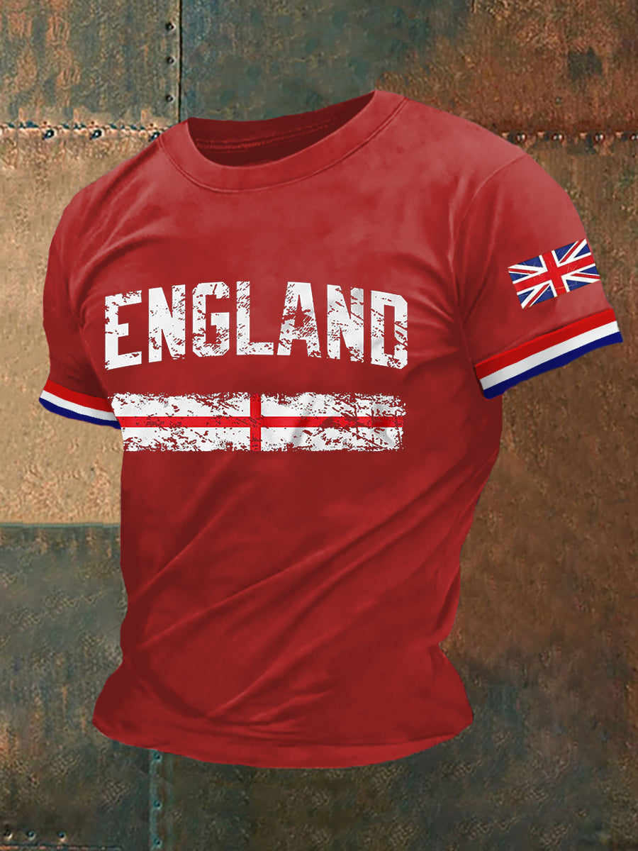 Men's England Print Casual Tee vetvanguards
