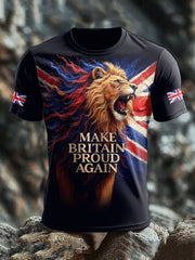 Men's UK Flag Pride Lion Printed T-shirt vetvanguards