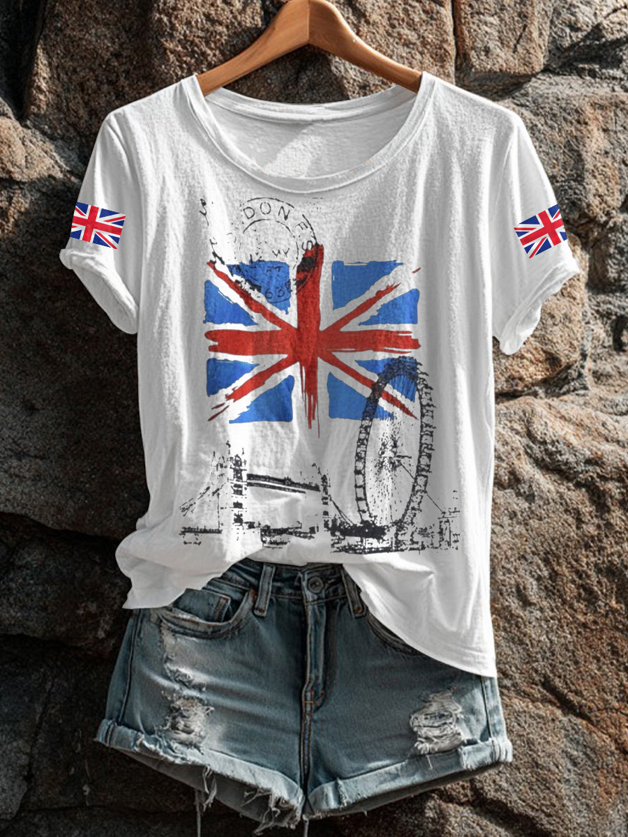 Women's UK Flag Printed T-shirt vetvanguards