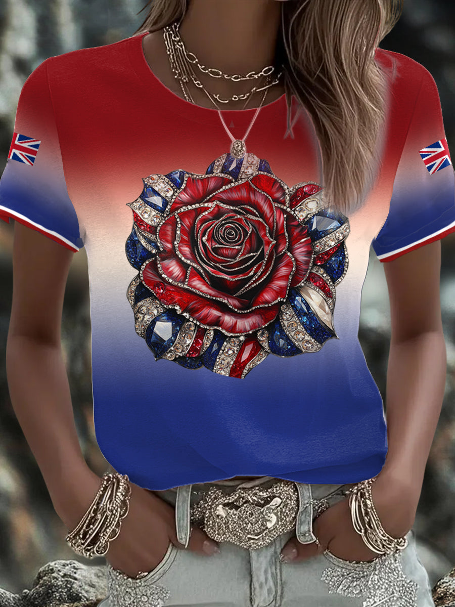 Women's UK Flag Art Printed T-shirt vetvanguards