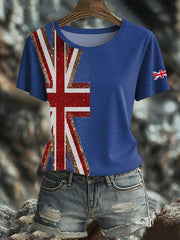 Women's British imitation diamond hot-drilling Printed short-sleeved T-shirt vetvanguards