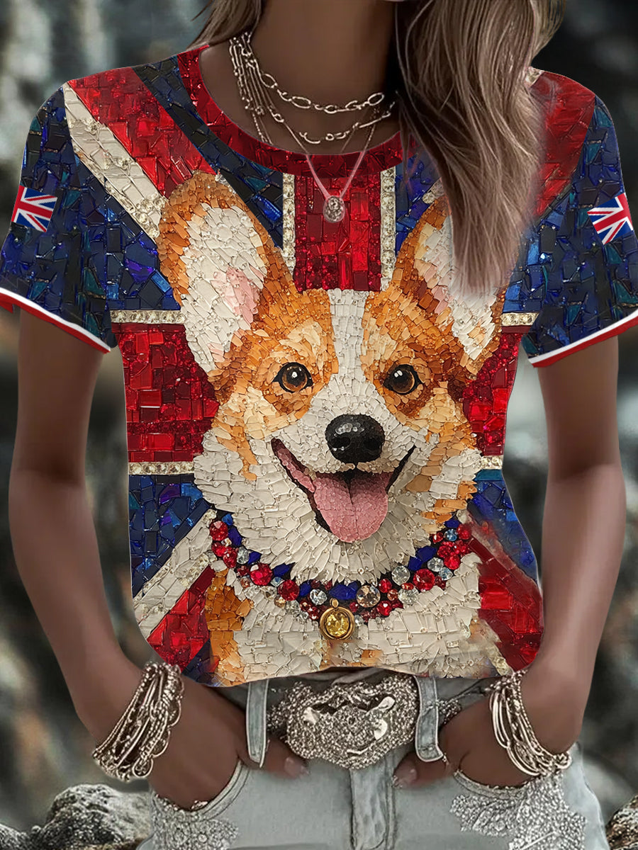 Women's UK Flag Art Printed T-shirt vetvanguards