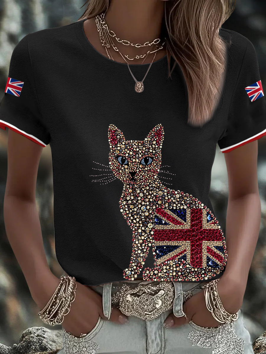 Women's UK Flag Art Printed T-shirt vetvanguards