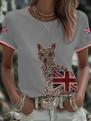 Women's UK Flag Art Printed T-shirt vetvanguards