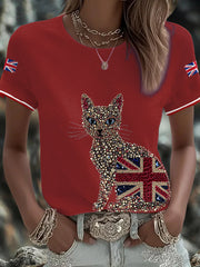 Women's UK Flag Art Printed T-shirt vetvanguards