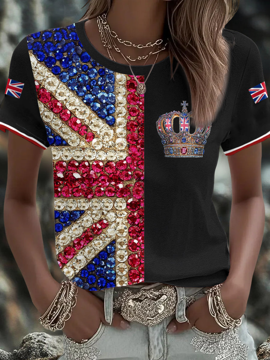 Women's UK Flag Art Printed T-shirt vetvanguards
