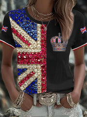 Women's UK Flag Art Printed T-shirt vetvanguards