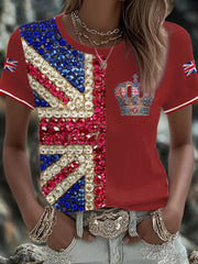 Women's UK Flag Art Printed T-shirt vetvanguards