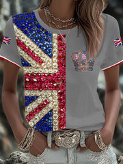 Women's UK Flag Art Printed T-shirt vetvanguards